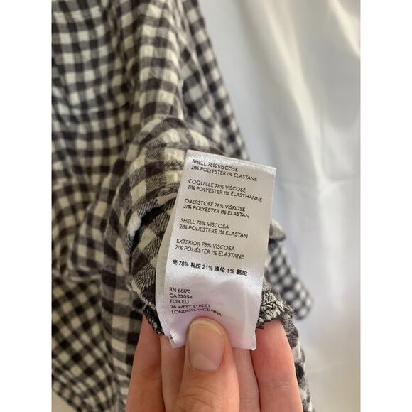 Anthropologie Isadora Button Back Tunic Top Black White Gingham Shirt Medium - Picture 8 of 12